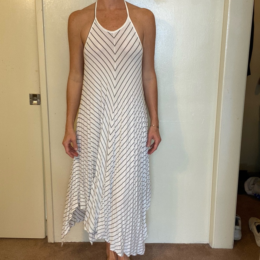 White & black striped maxi sundress